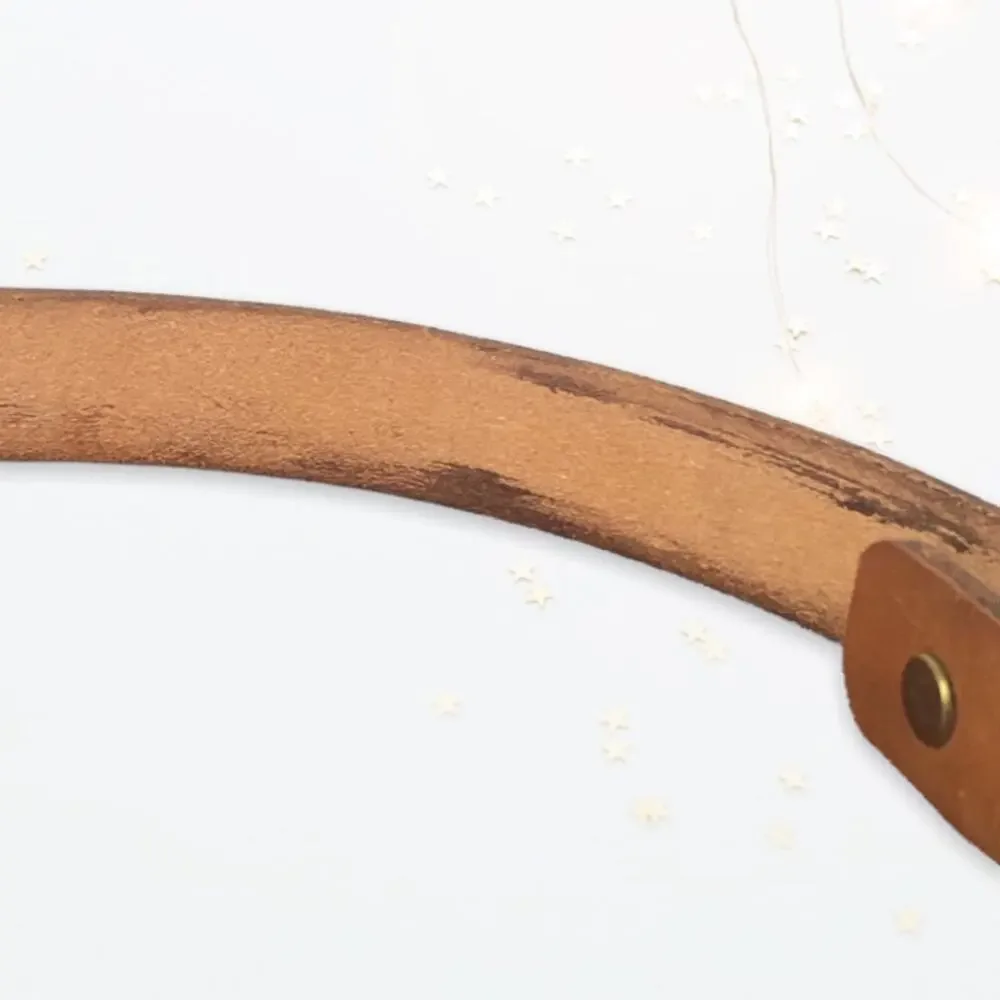 Vintage 80s Kids Debossed Custom Stacey Tan Western Cowboy Leather Rodeo Belt